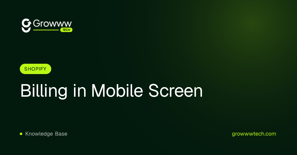 Billing in Mobile Screen