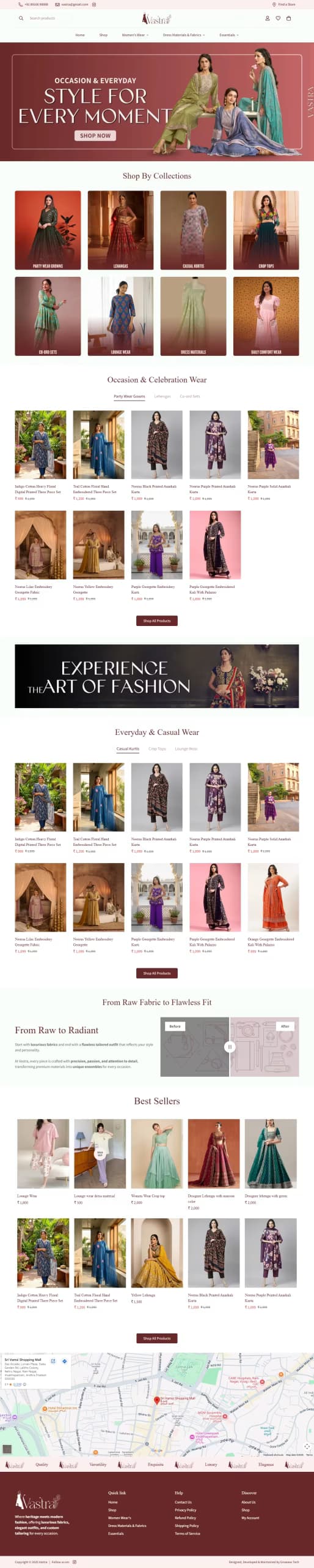 Sri Vamsi Shopping Mall live store homepage built by Growww Tech