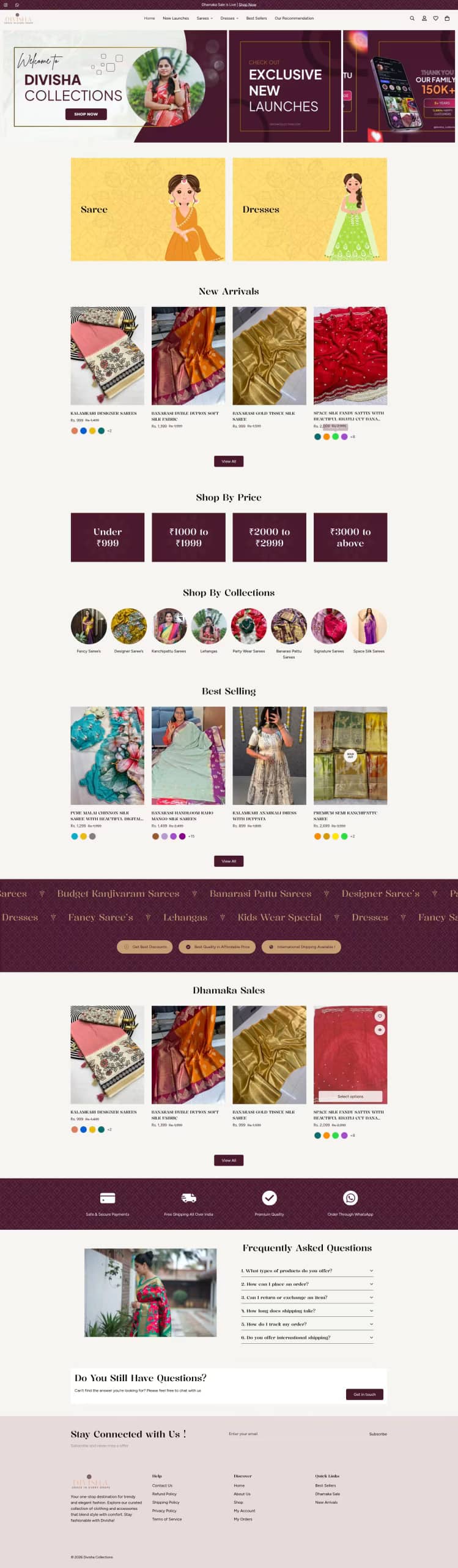 Divisha Collections live store, built by Growww Tech