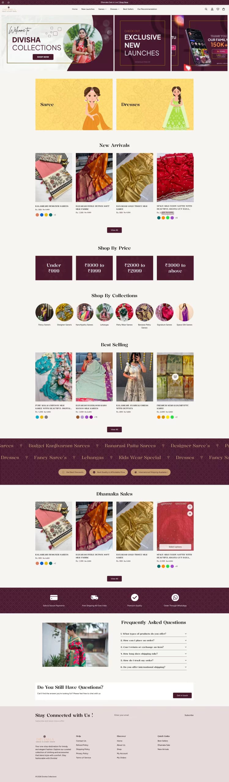 Divisha Collections live store homepage built by Growww Tech