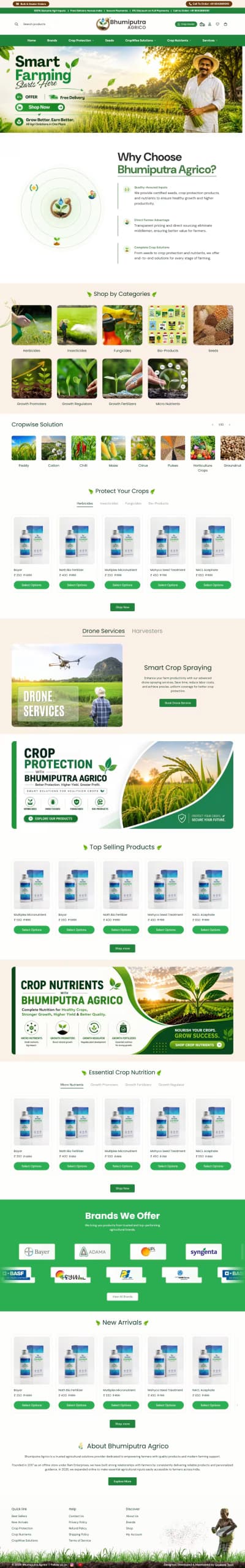 Bhumiputra Agrico Services live store homepage built by Growww Tech