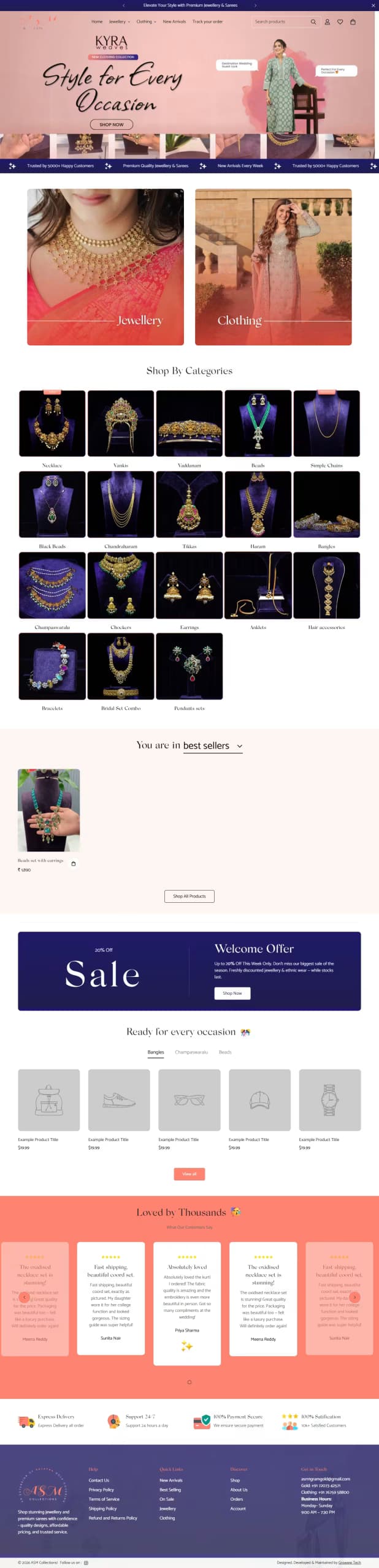ASM live store homepage built by Growww Tech