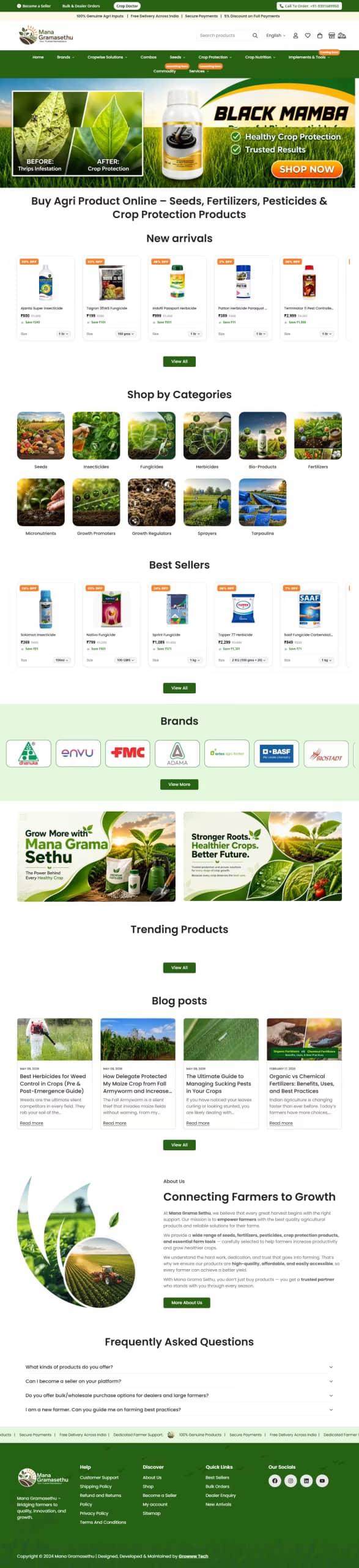 Managramasethu live store, built by Growww Tech