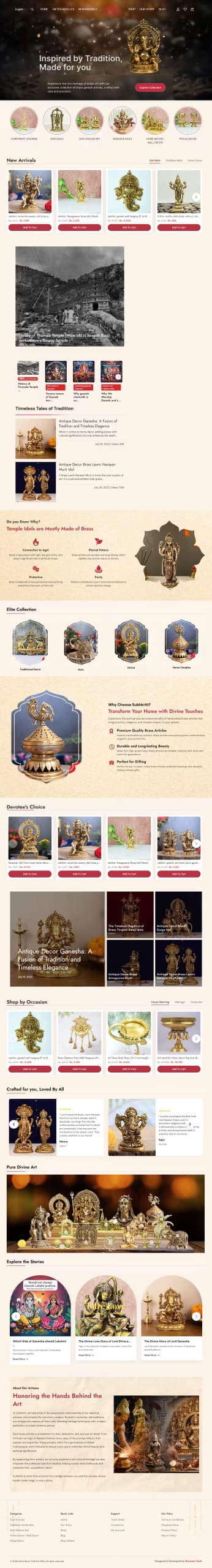 Subhkriti live store homepage built by Growww Tech