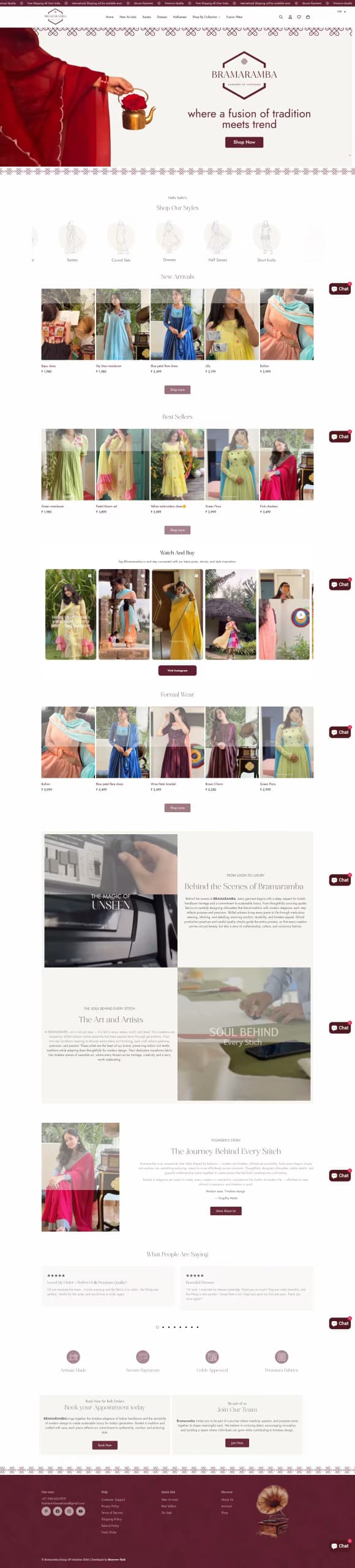 Bramarambaa live store homepage built by Growww Tech