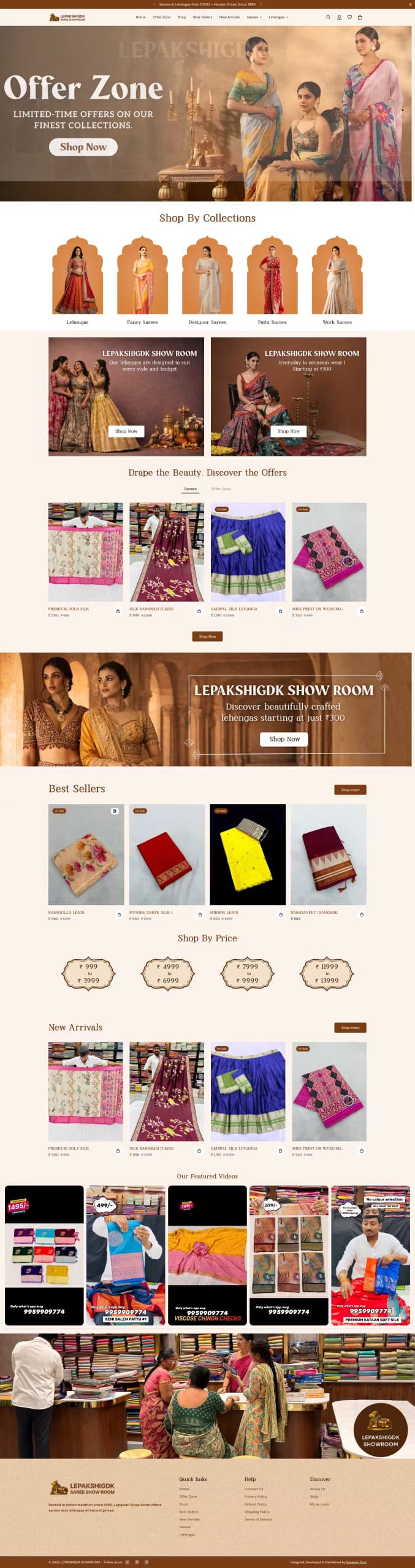 Lepakshi GDK live store homepage built by Growww Tech