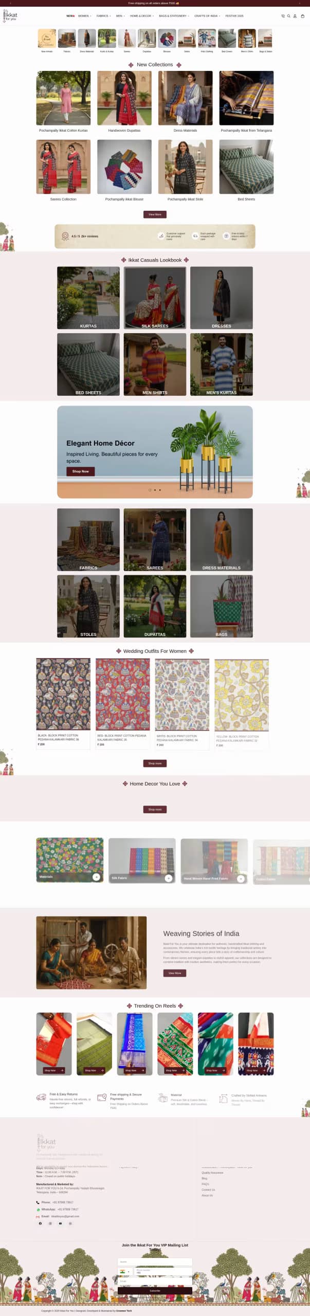 Ikkat For You live store, built by Growww Tech