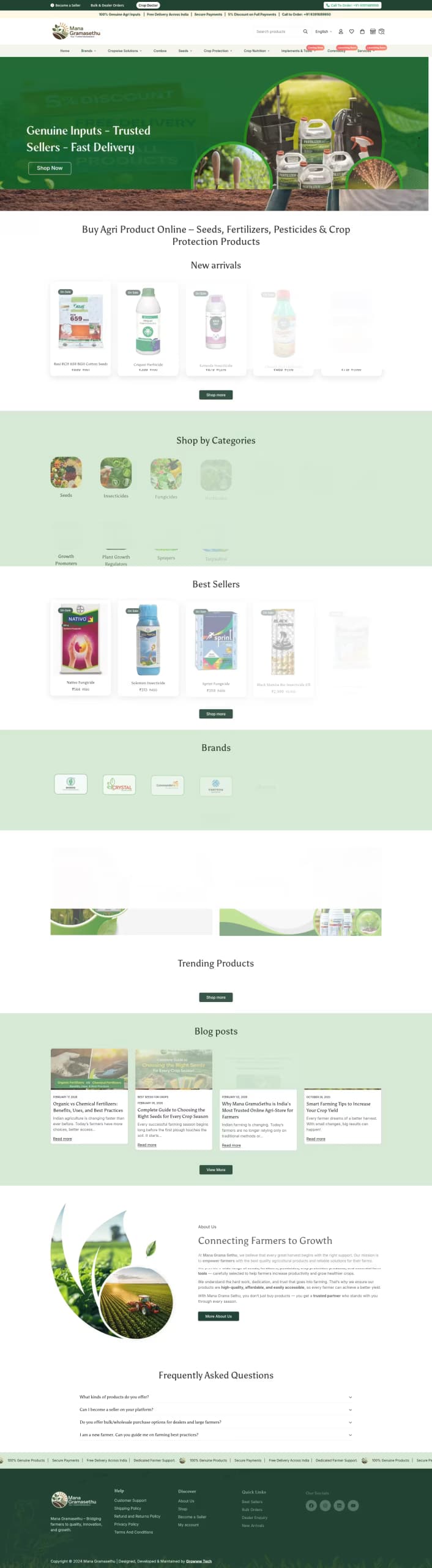 Managramasethu live store homepage built by Growww Tech