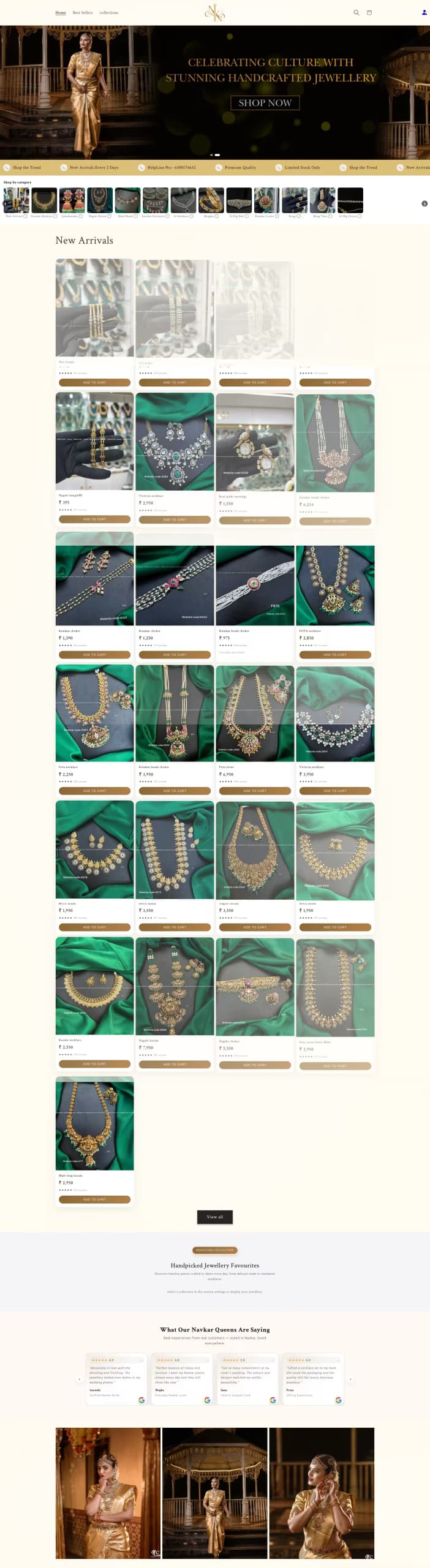Navkar Boutique live store homepage built by Growww Tech