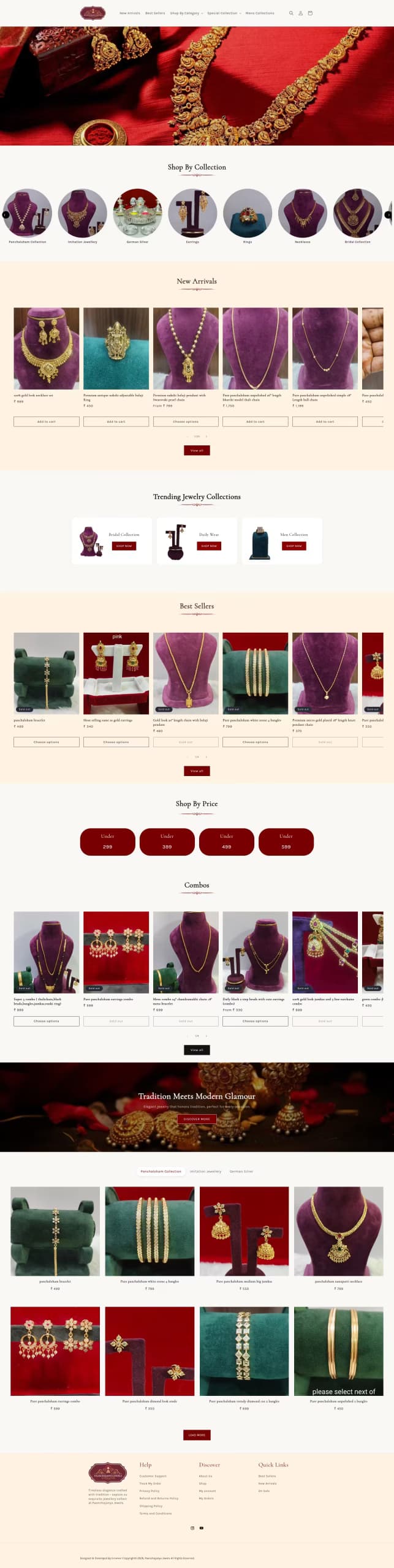 Paanchajanya Jewels live store homepage built by Growww Tech