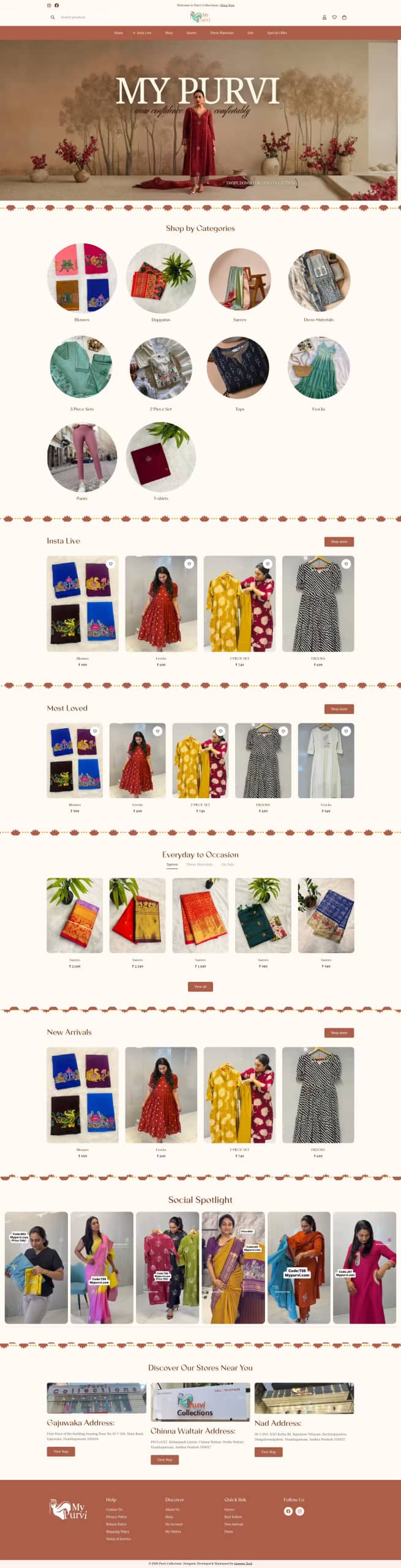 Purvi live store, built by Growww Tech