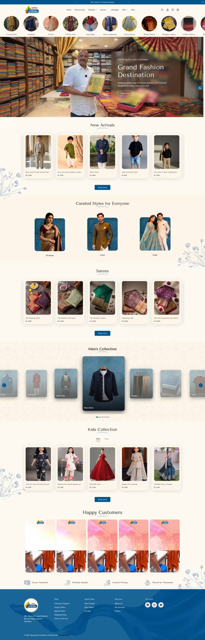 Vijayalakshmi Grandeur live store, built by Growww Tech