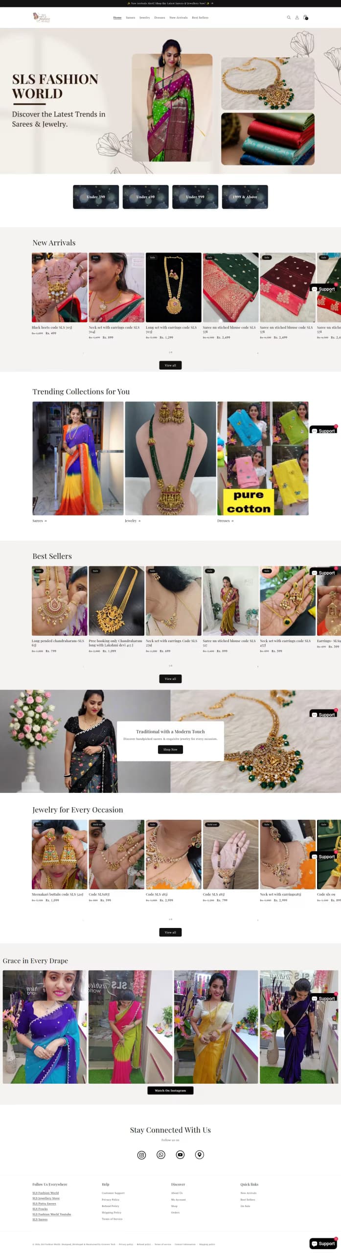 SLS Fashion World live store homepage built by Growww Tech