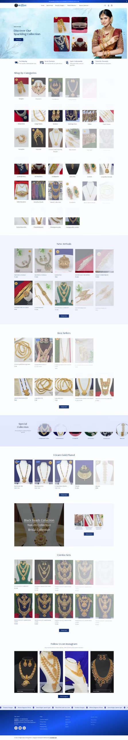SRG Jewels live store homepage built by Growww Tech
