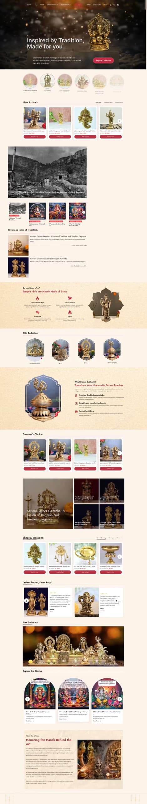 Subhkriti live store homepage built by Growww Tech
