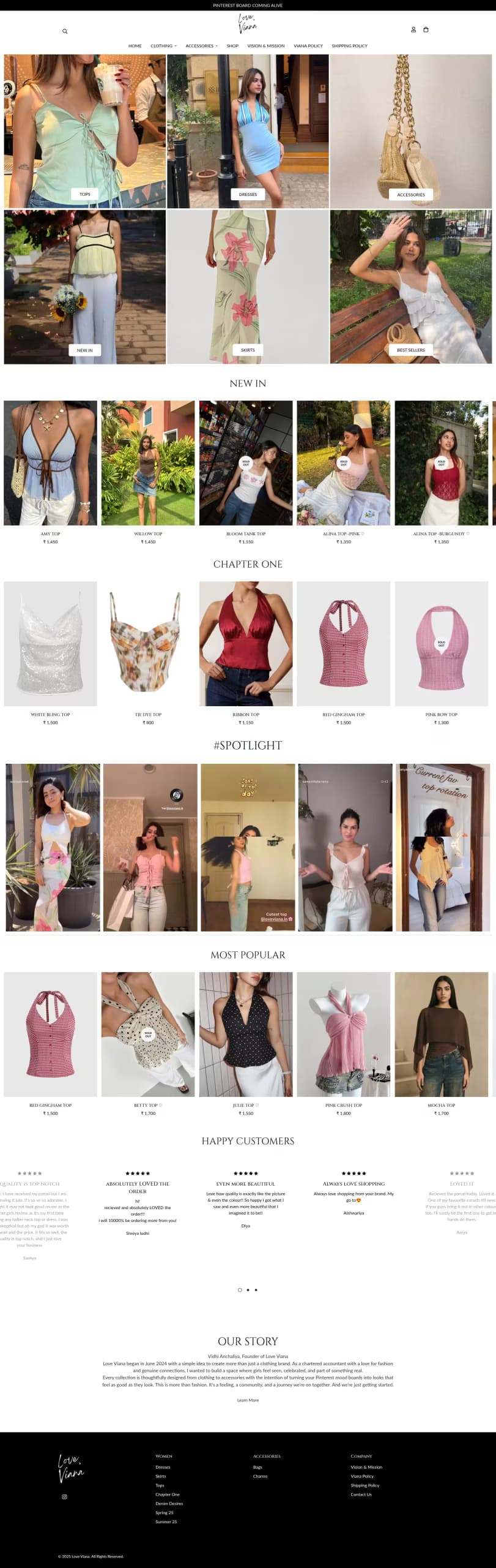 Love Viana live store homepage built by Growww Tech
