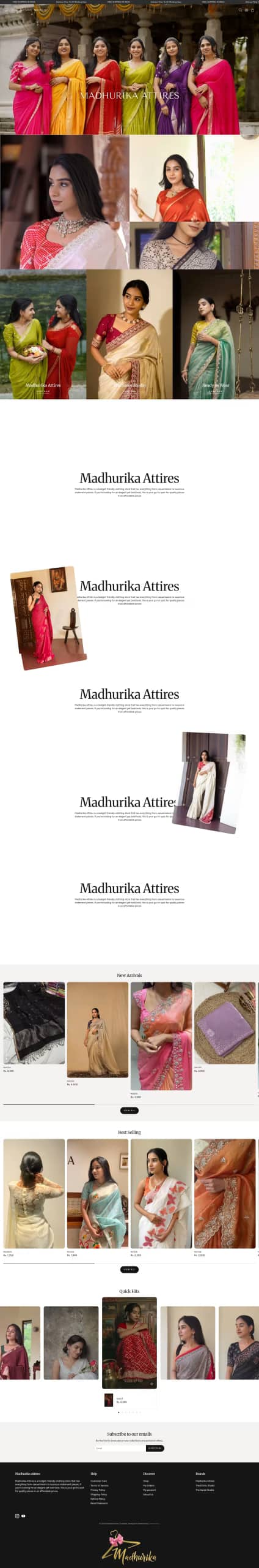 Madhurika Attires live store, built by Growww Tech