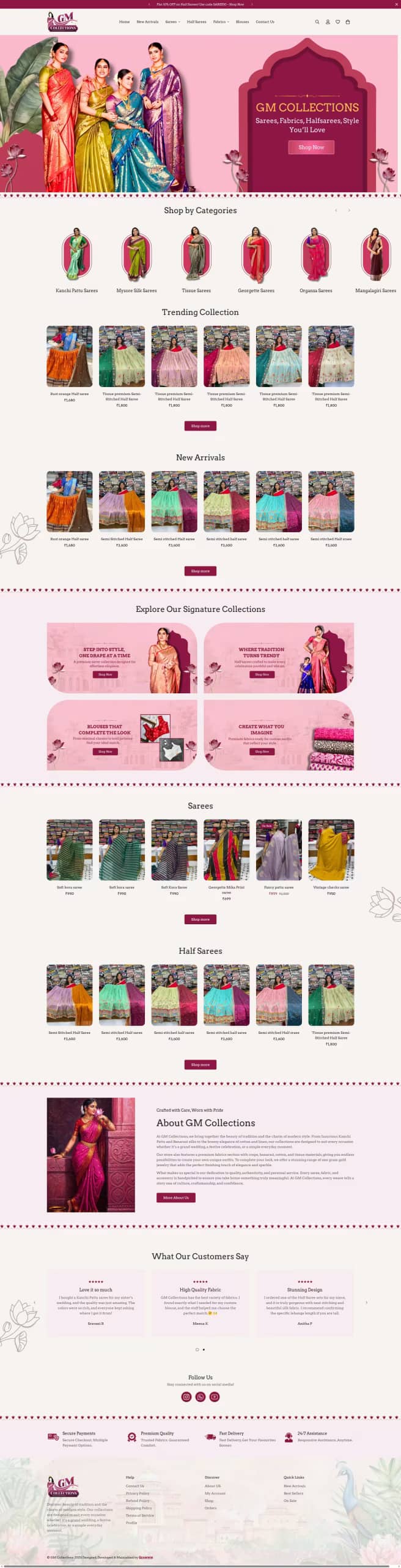 GM Collections live store, built by Growww Tech