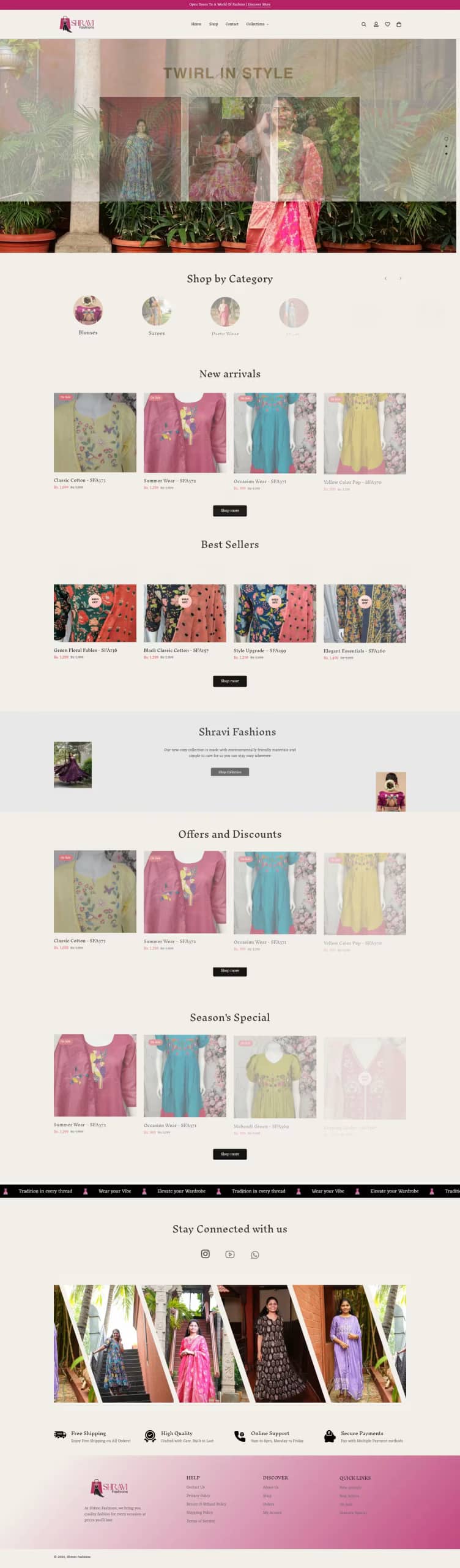Shravi Fashions live store, built by Growww Tech