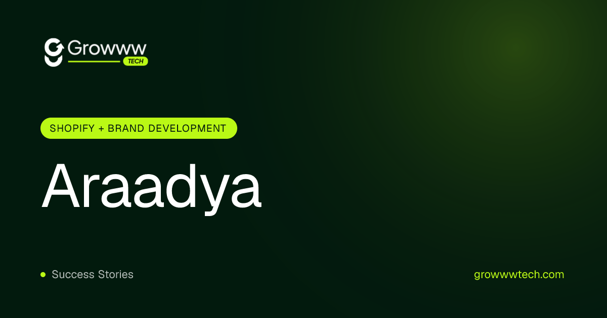 Araadya Shopify + Brand Development case study by Growww Tech